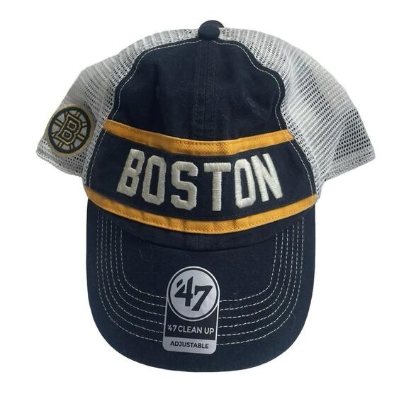 Boston Bruins NHL ’47 Clean Up Adjustable Mesh Back Hat - Navy & Gold - NWOT - Picture 1 of 5